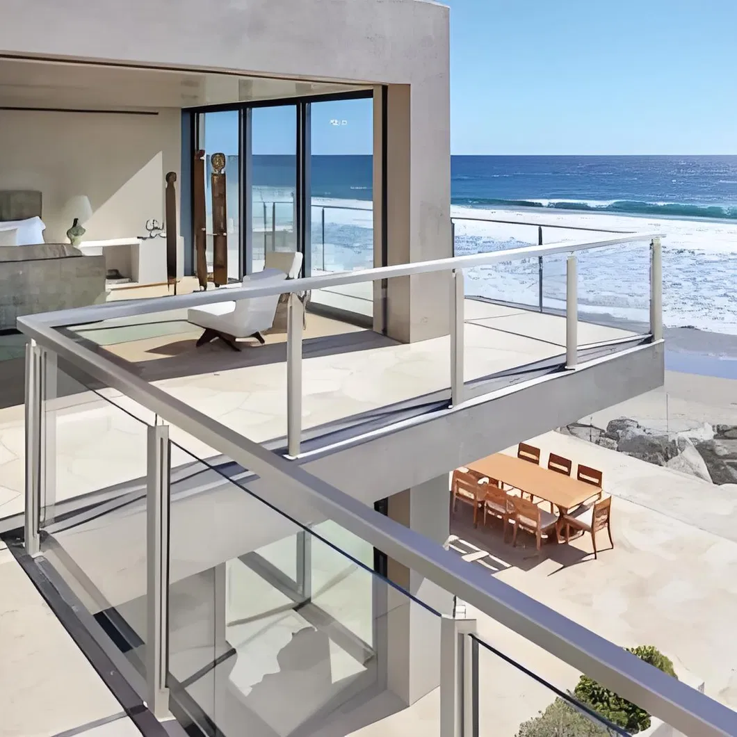 Glass Balustrades Use Stainless Steel Round Double Slot Pipe in Round Post