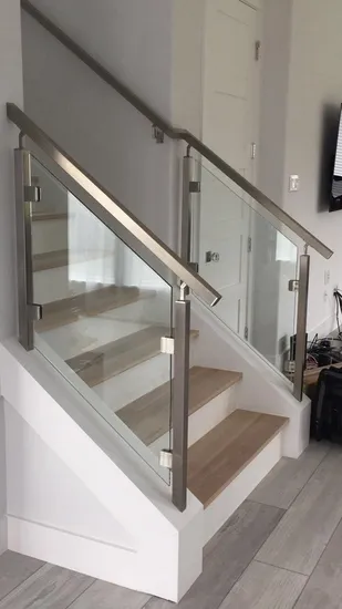 Modern Stainless Steel Square Tube Glass Railing for Stair Safety and Style