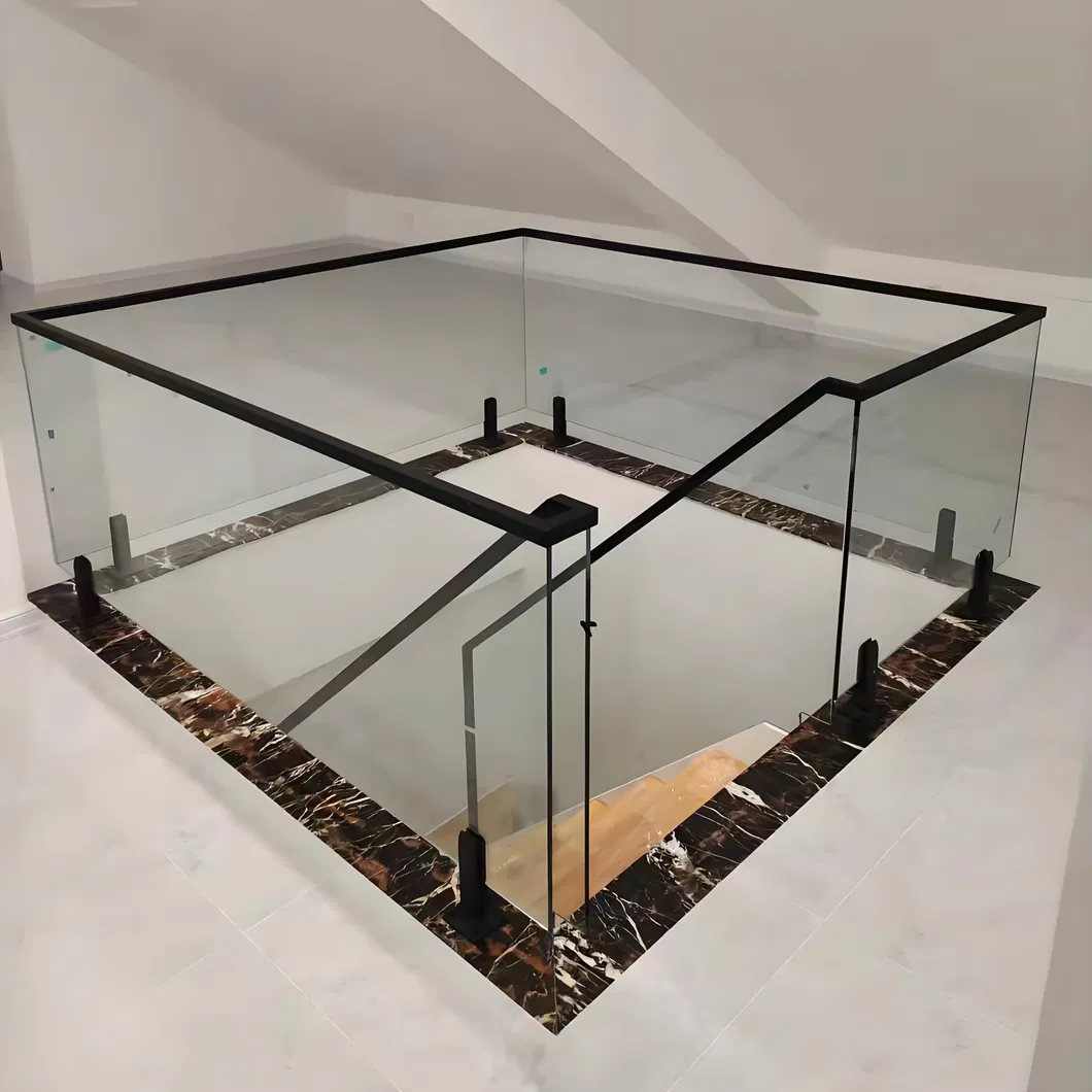 Modern Glass Stair Railing with Stylish U-Channel Design
