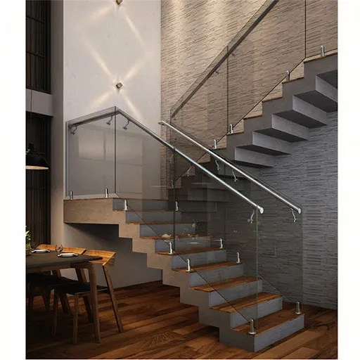 Modern Stainless Steel Spigot Glass Railing System for Staircases
