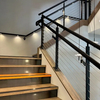 Premium Glass Railing with Stainless Steel Handrail and LED Lights
