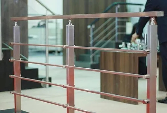 Shopping Mall Stainless Steel Indoor Stair Railing with Rectangular Handrail