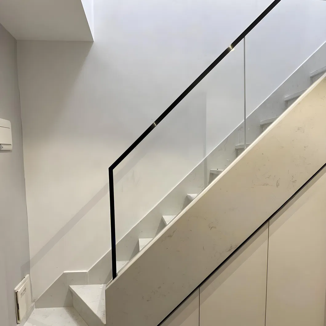 Elegant Smoked Glass Railing with Durable Black Coating