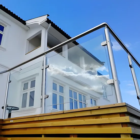 Framed Glass Balustrades with Stainless Steel Round Tubing for Luxurious Villa Balconies