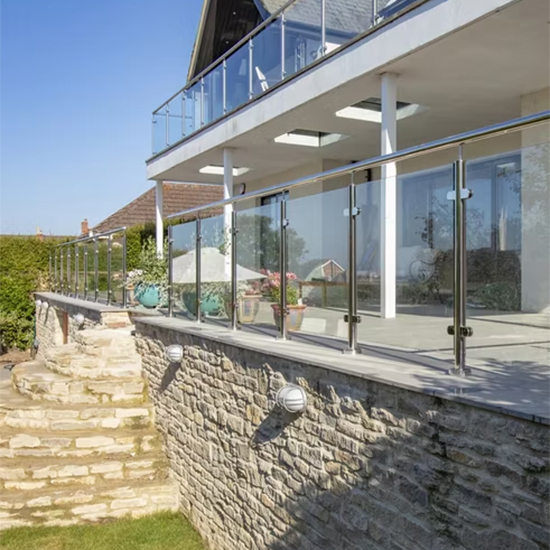 Framed Glass Balustrades with Round Tubes in Stainless Steel 304 316