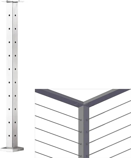 Cable Railing Post - Stainless Steel Square Fence Post for Deck Cable Railing System