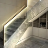 Modern Glass Railing with Stainless Steel Handrail and LED Lighting