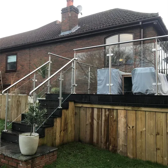 Powder Coated Black Steel Posts with Side Mounted Tempered Glass Railing