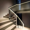 Modern Glass Railing with Stainless Steel Handrail and LED Lighting